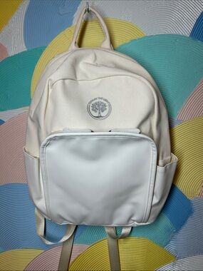 YUME Cream Canvas Backpack with Front Pocket